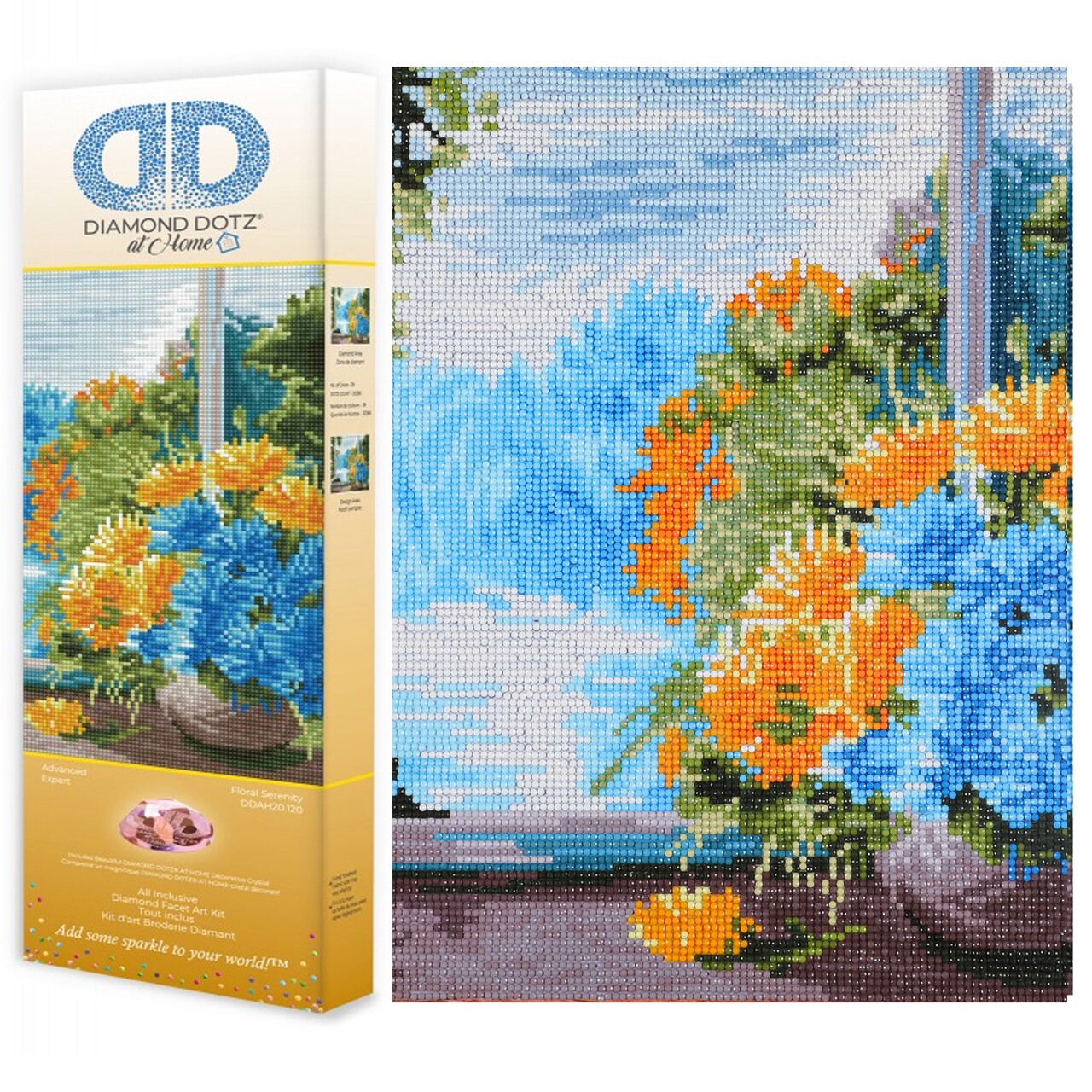 Diamond Dotz at Home - Floral Serenity, Full Drill, Round Dotz, Diamond Painting Kits Flowers, Diamond Art Kit for Adults, Diamond Art Kits for Adults, Diamond Art Flowers, 18"x14"